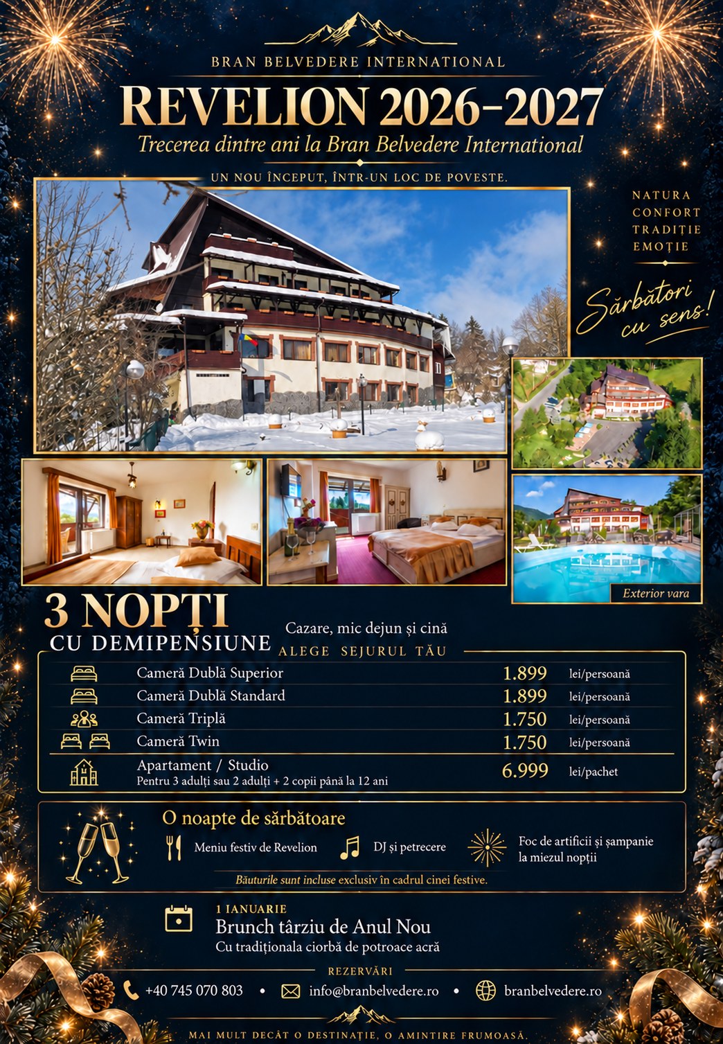 Afiș Revelion 2026–2027 la Bran Belvedere International